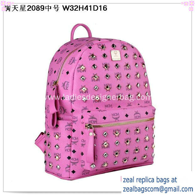 High Quality Replica MCM Stark Studded Medium Backpack MC2089 Rosy - Click Image to Close